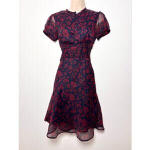 Vtg 90s Delia’s Floral Print Flowy Puff Sleeve Fairy Grunge Dress Size S/M